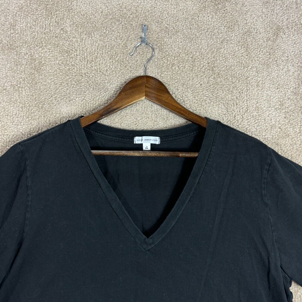 Good American Girlfriend T-Shirt Womens 4 XL Black V Neck Supima Cotton Boxy - Picture 3 of 10